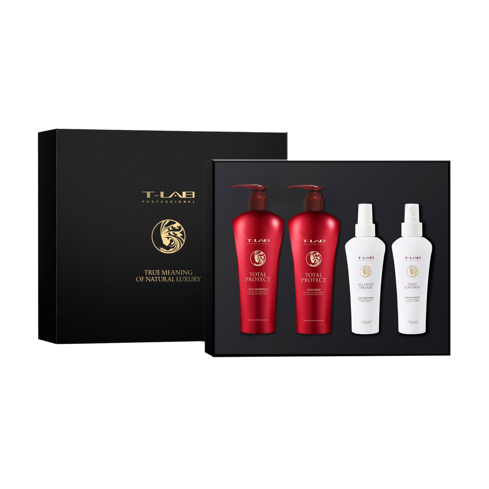 Набір для волосся T-Lab Professional (шампунь Total Protect, 300 мл + кондиціонер Total Protect, 300 мл + All Over Dream 15In1 Cream, 150 мл + Frizz Control Parfume Serum, 150 мл)
